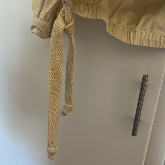 American Eagle Oversized Denim Pullover Hoodie Beige Drawstring Size S - Picture 3 of 10